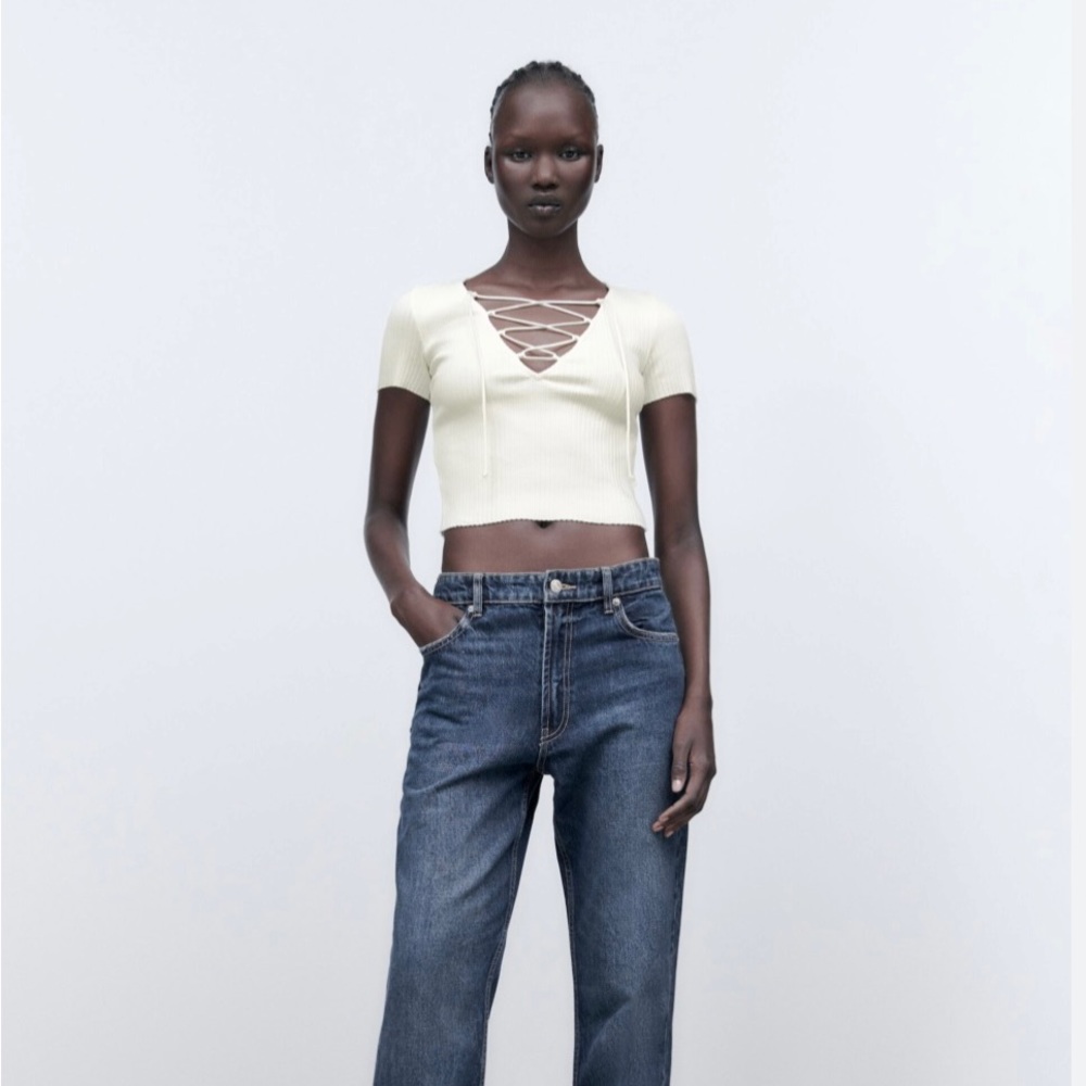 Zara top canalé